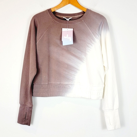 JoyLab Sweaters Joylab Cropped Fit Sweatshirt Taupe And Cream Crop